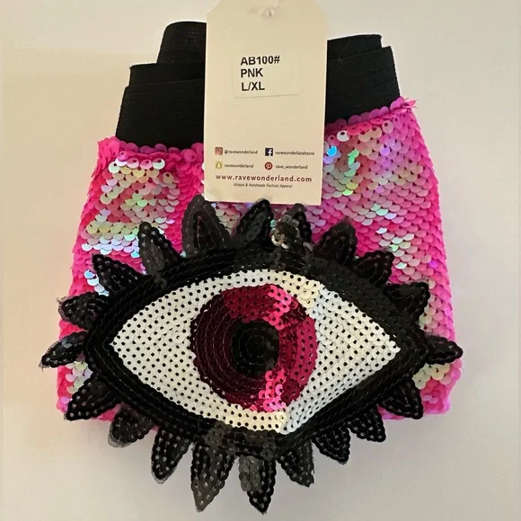 RAVE WONDERLAND Pink Sequin Eye Design Bikini Bottom L/XL - Picture 3 of 8